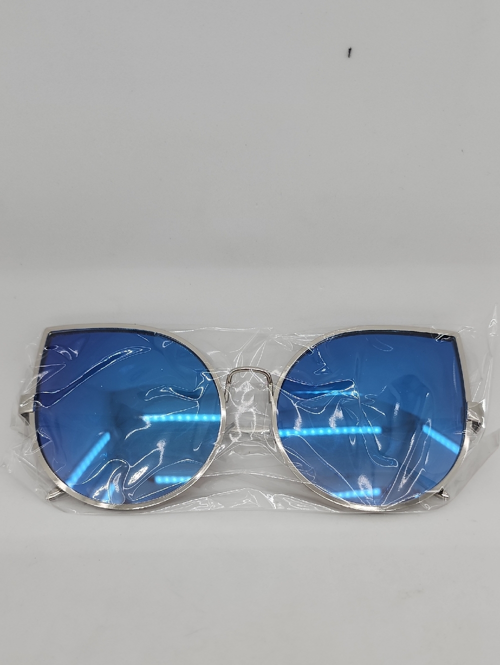 Blue And Silver Frame Women's Sunglasses - Silver Lenses